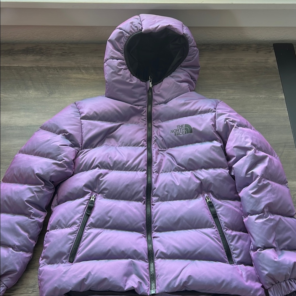Girls Reversible North Face Lavender Puffer Jacket